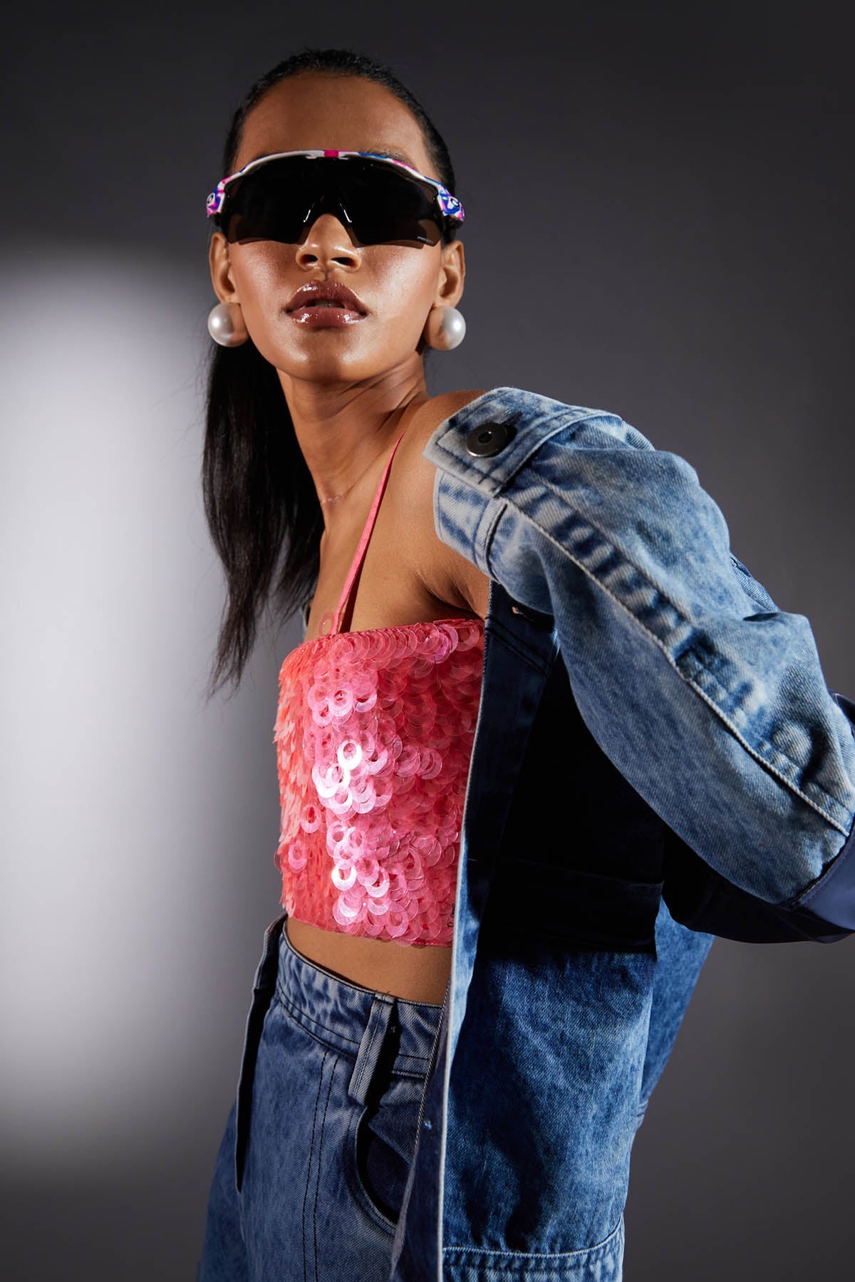 Pink Sequins Work Bralette for women